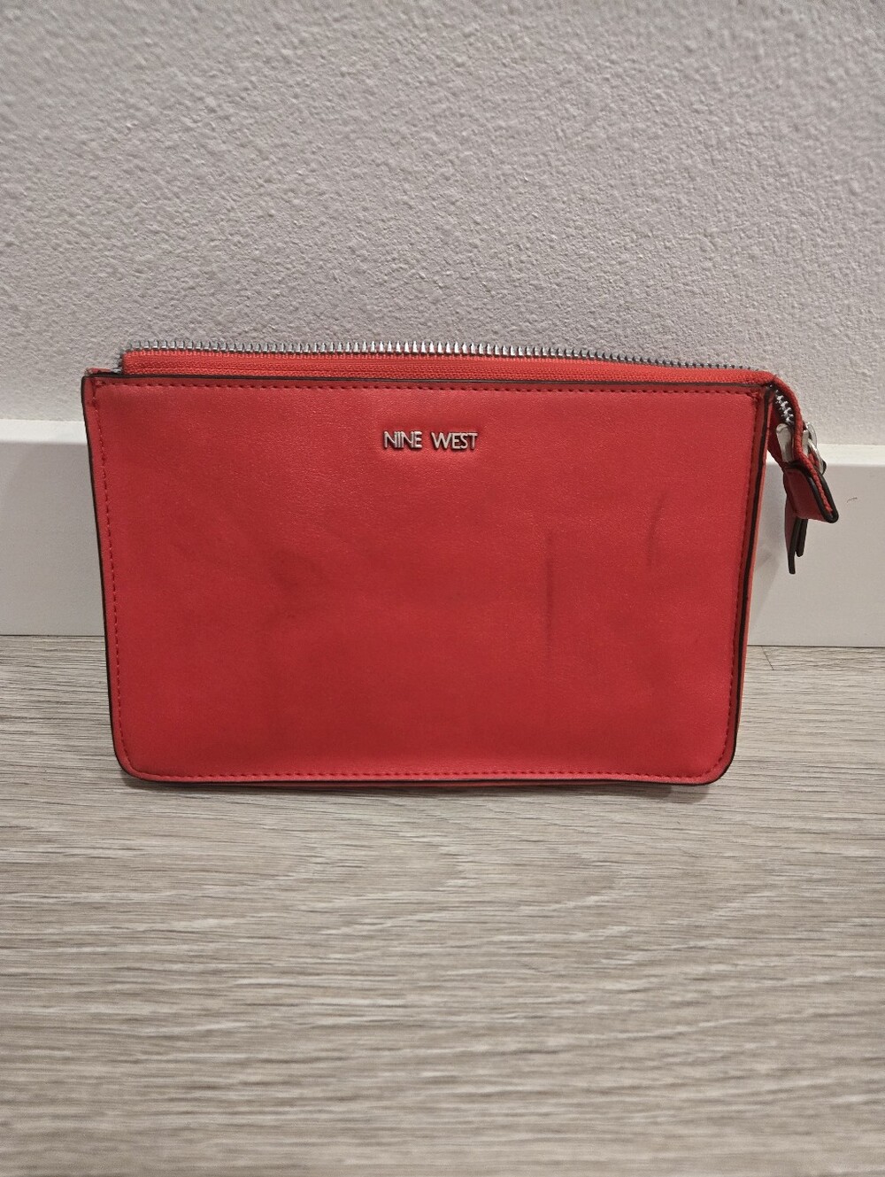 Nine West Coral-Red Zip Pouch Wrislet